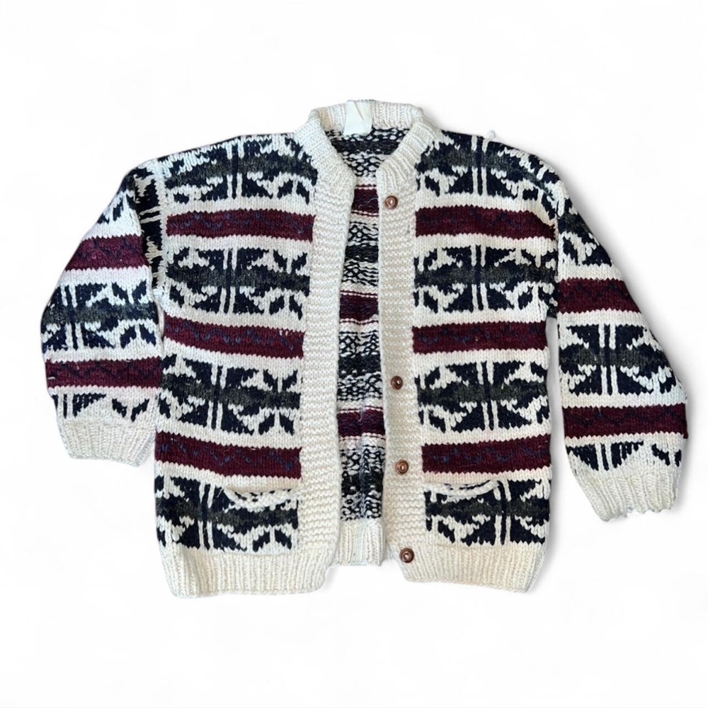 Vintage 80s Wool Chunky Cardigan Sweater